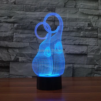 

3D night light Creative abstract plant shape design 7 Changing Colors LED Lamp touch switch USB cable