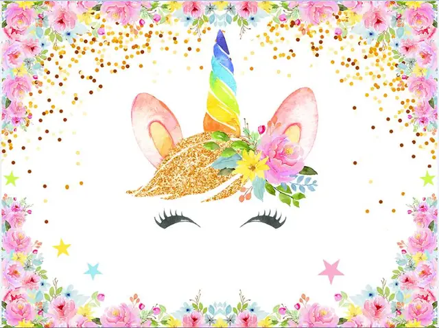 New Photographic Background Unicorn Birthday Twinkle Little Star Flower Backdrop Photocall Unicornio Toile De Fond Anniversaire Background Aliexpress