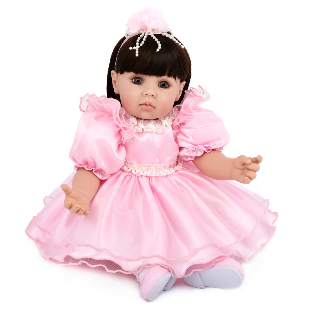 KAYDORA 20 дюймов Reborn Детские Силиконовые Куклы для девочек длинные волосы платье принцессы реалистичные детские игрушки для новорожденных