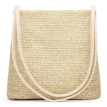 

Women's Handbag Fashion Beautiful Straw Woven Tote Large Summer Beach Shoulder Bag, Beige