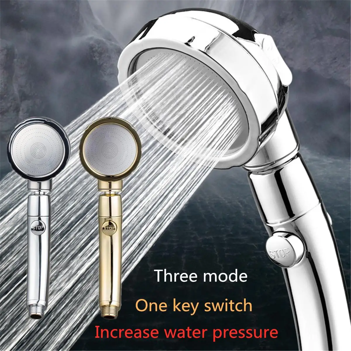 Handheld Shower Head High Pressure Chrome 3 Spary Setting with ON/OFF