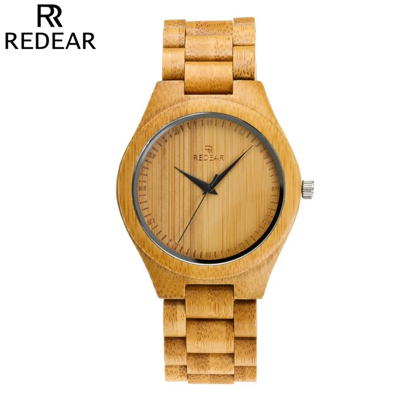 

REDEAR Fashion Natural Wooden Watch Men Bamboo Wood Quartz Watches Mens Simple Analog Wristwatches Clock Gift Relogio Feminino