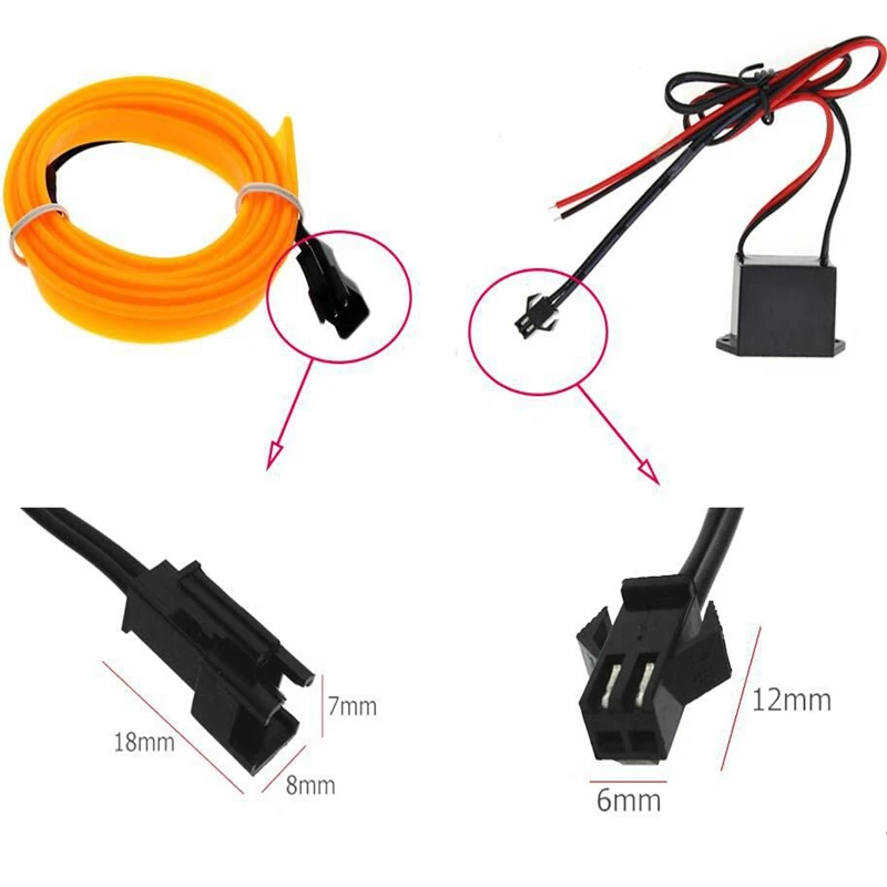 12 В автомобильный светильник EL Wire 6 мм, неоновый светильник с пришивным краем, светящийся электролюминесцентный светильник для Хэллоуина, танцевальной вечеринки, декоративный светодиодный светильник
