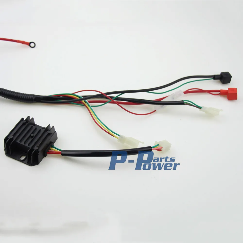 Facaing Complete Wiring Harness kit with Electrics Stator Coil CDI Wiring Harness Solenoid Relay Spark Plug for ATV Quad 4 Four Wheelers 150CC 200CC 250CC Go Kart Dirt Pit Bikes 
