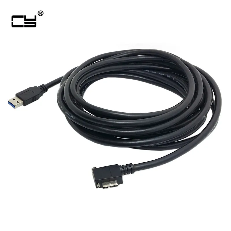 USB 3.0 A Male to Micro B Left Angled 90 Degree Cable With Locking