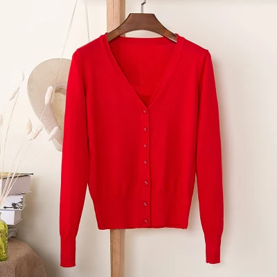 

6xl 5xl Girl Casual Button Knitted Cardigan Autumn Korean Women Loose Solid Color V-Neck Design Sweater Jacket Pink Beige