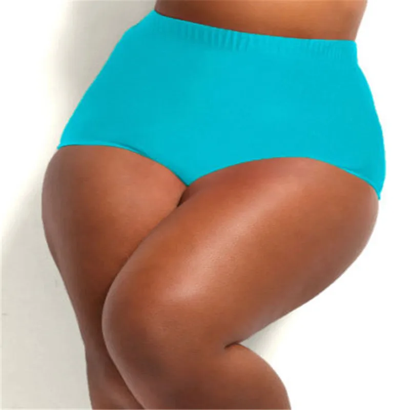 Plus Size Solid Women High Waist Bikini Swimsuit Bottom