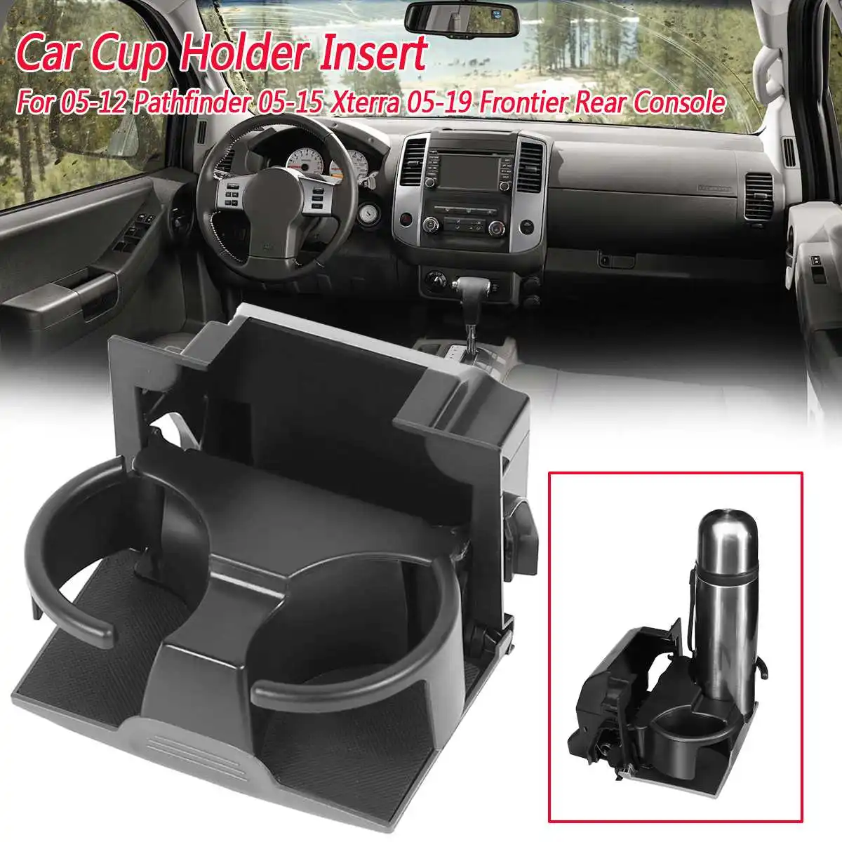 

Dual Hole Drink Bottle Water Beverage Holder Cup Holder Stand Car Truck Mount For Pathfinder 05-12 Xterra 05-15 Frontier 05-19