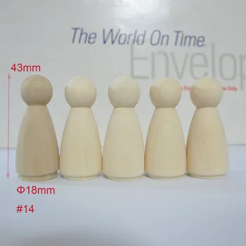 

100pcs 43mm High Ready for Paint Unfinished DIY Solid Wooden Peg Doll Female