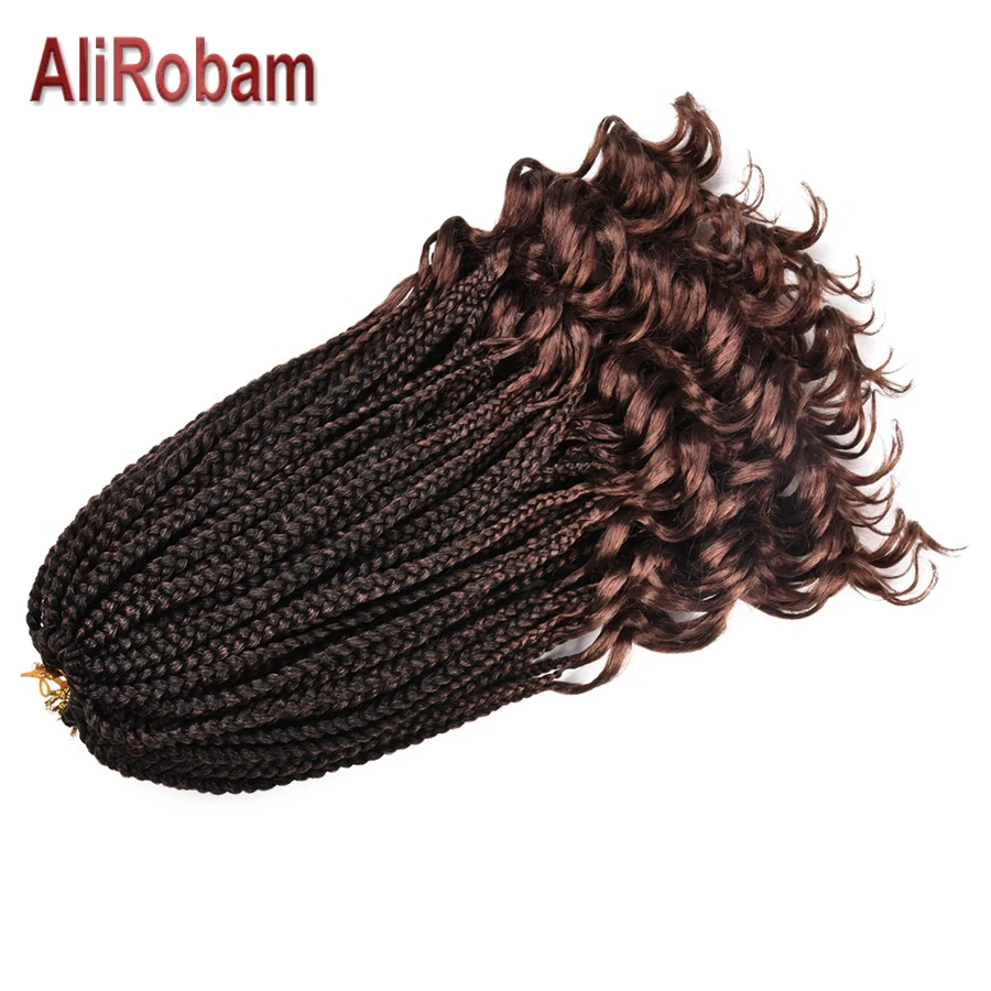 AliRobam волнистые концы коробка косички Омбре коричневый бордовый синтетические косички для наращивания плетения волос 22 пряди/упаковка