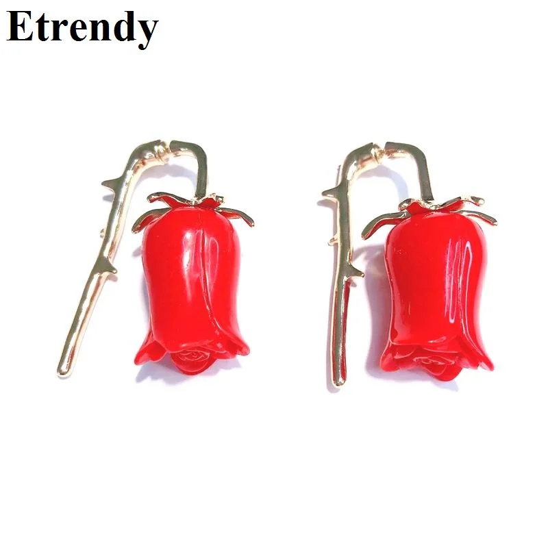 

Fashion bloggers Rose Earrings Women Lady Valentine's Day Gifts Statement Red Flower Earrings Fashion Jewelry Bijoux