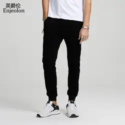 Enjeolon брендовые длинные штаны Штаны черный цвет, для мужчин одноцветное спортивные брюки для мужчин качество одежды мужчин модная