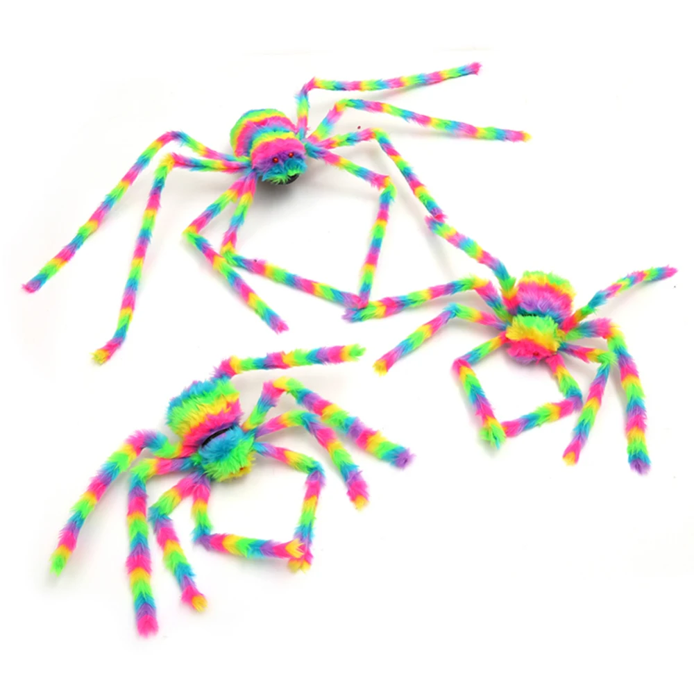 

Large Size Colorful Spider Plush Toys Soft Dolls Halloween Masquerade Decorations Supplies Bar Haunted House Decoration Props