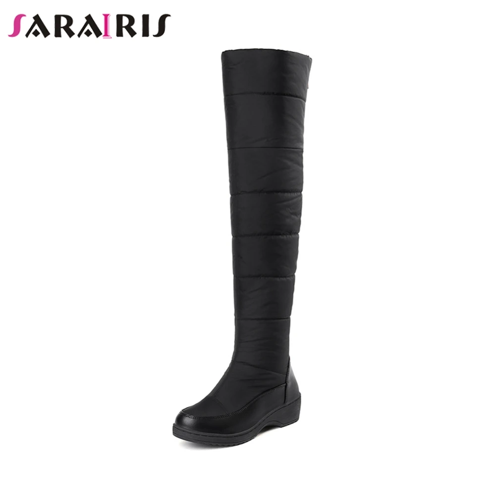 

SARAIRIS Women Winter Over Knee Thigh High Boots Warm Fur Platform Shoes Woman Waterproof Boots Wedges Footwear Size 35-44