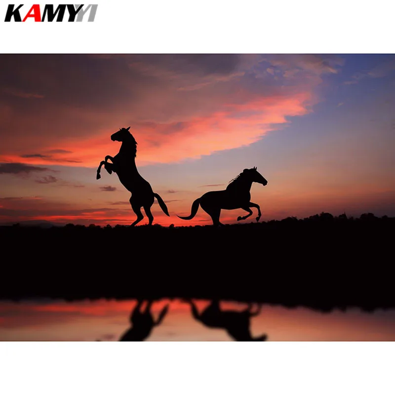 

Full Square Diamond embroidery Full Diamond mosaic DIY 3D Diamond painting Cross stitch horse rhinestones