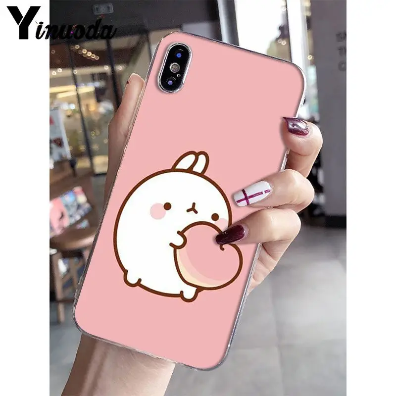 Yinuoda Kawaii Molang мультфильм аниме Кот DIY рисунок чехол для телефона чехол для iPhone X XS MAX 6 6s 7 7plus 8 8Plus 5 5S SE XR