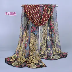 MSAISS 160 * см 50 см для женщин шифон шелковые шарфы Весна полиэстер шарфы для с цветочным принтом Павлин летние шали и хиджабы