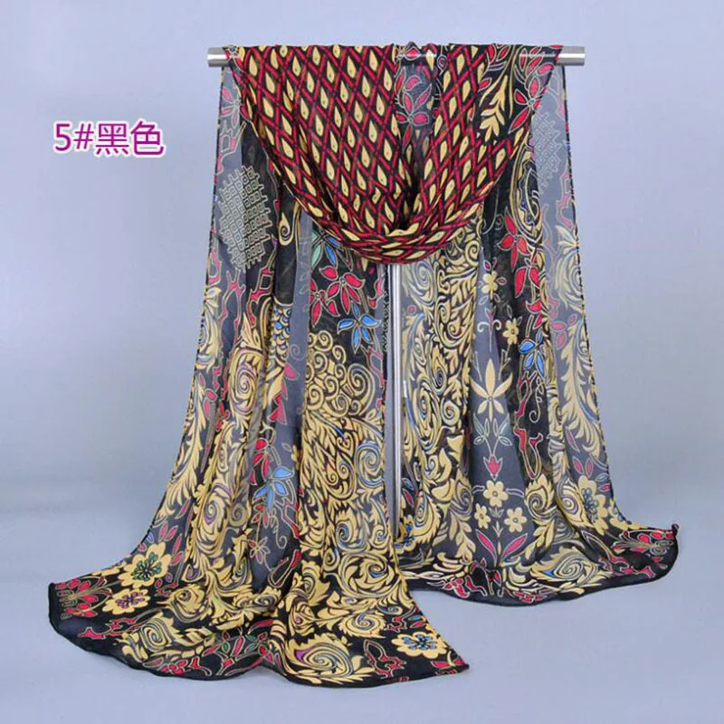 

MSAISS 160*50CM Women Chiffon Silk Scarfs Spring polyester Scarves Print flowers Peacock Summer Shawls And Hijabs