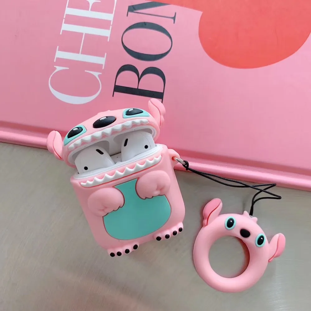 Cartoon Stitch Silicone for Apple Bluetooth Headset for Airpods 2 With the ornaments Airpods 1 case