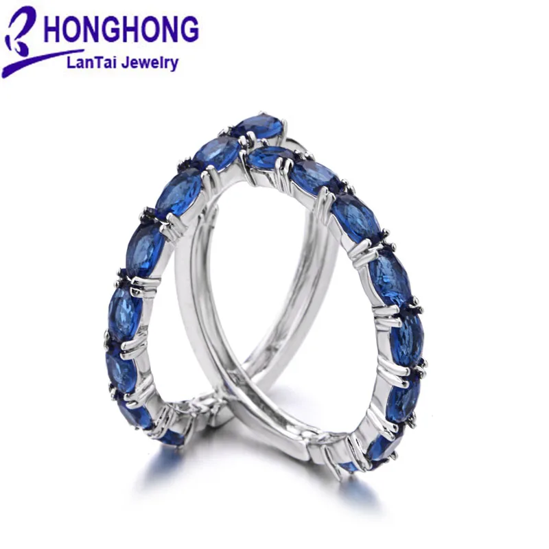 Новые кубические циркониевые простые круглые серьги-кольца Роскошные для женщин кольцевая петля многоцветные серьги Популярные Модные ювелирные изделия - Окраска металла: sapphire blue