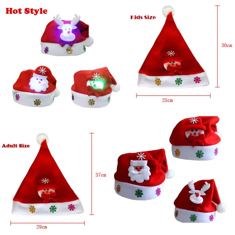

Newest Arrivals faroot 2018 Kids Adult LED Christmas Hat Santa Claus Reindeer Snowman Xmas Gifts Cap