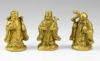 

China collectibles decoration copper fu lu shou three statues