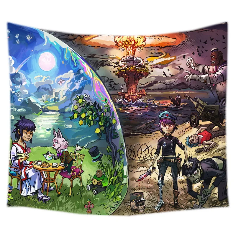 

Gorillaz Pattern Tapestry Decorative Wall Hanging Carpet Bedding Outlet Door Curtain Textiles