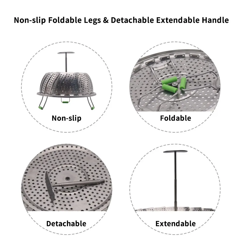Пароварка из нержавеющей стали мешок для растений корзина складной Пароварка вставка для овощей рыба, морепродукты готовка расширяемая