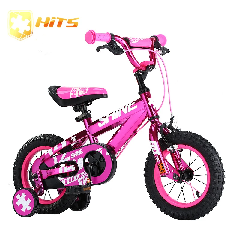 

HITS Shine Kids Bike for Girls & Boys Training Wheels BMX Street/Dirt Bike 12" Steel Frame Quick release Seat