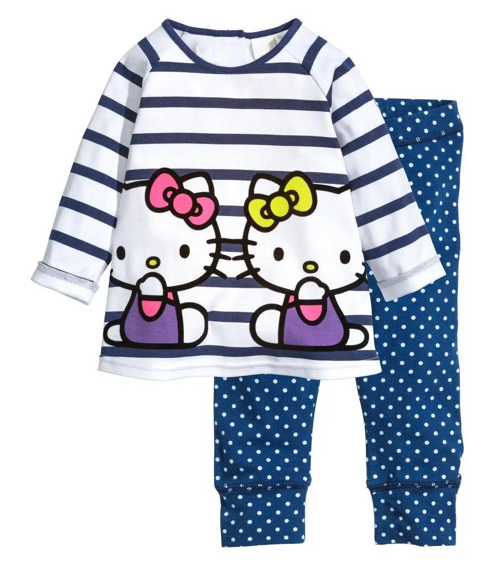Новые Детские пижамы Обувь для девочек принцесса пижамы комплект длинный рукав ночное белье хлопковая Детская одежда пижамы h053 - Цвет: color at picture