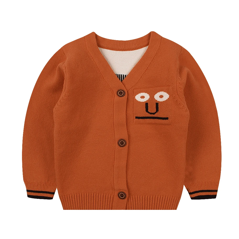 Теплый вязаный свитер для малышей кардиган с длинными рукавами и v-образным вырезом для малышей, осенне-зимний свитер для мальчиков от 0 до 9 месяцев, одежда для маленьких мальчиков