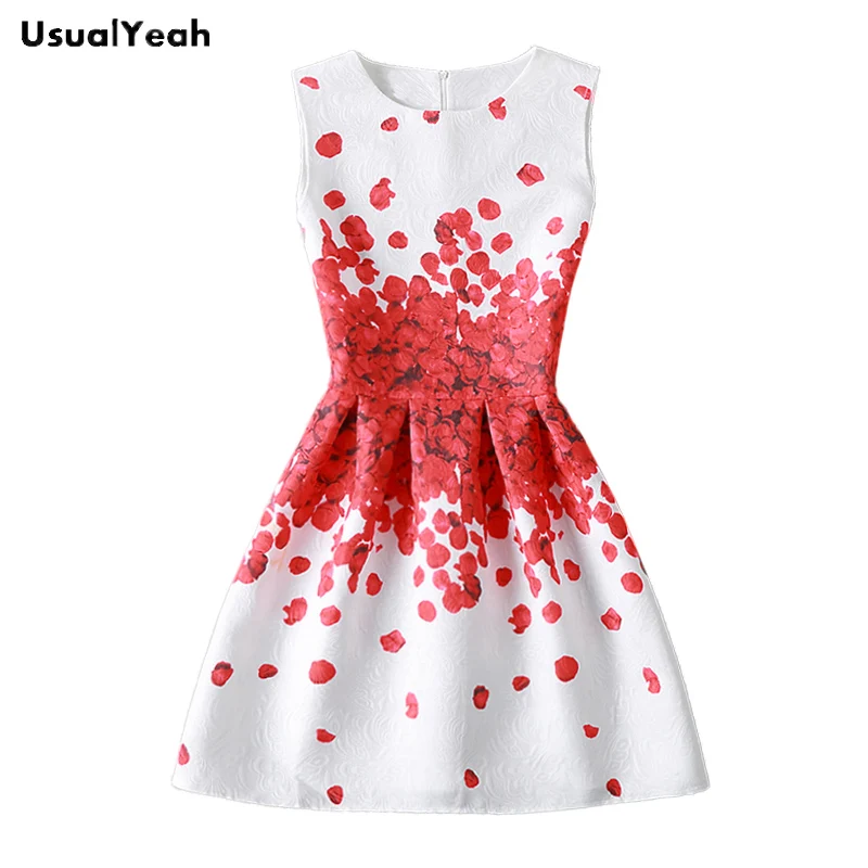 

Sweet Lady Sleeveless Dress Summer Flower Fairy Floral Print Pleated Dresses Party Vestidos Sundress S M L XL