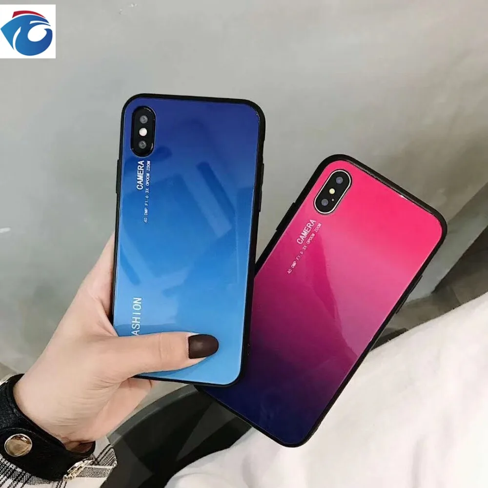 HUANQING Luxury Gradient Glass Phone Case For iPhone 8 6 Plus Phone Cover for Apple iPhone 7 6s Plus X XS XS MAX XR Protection Phone case3