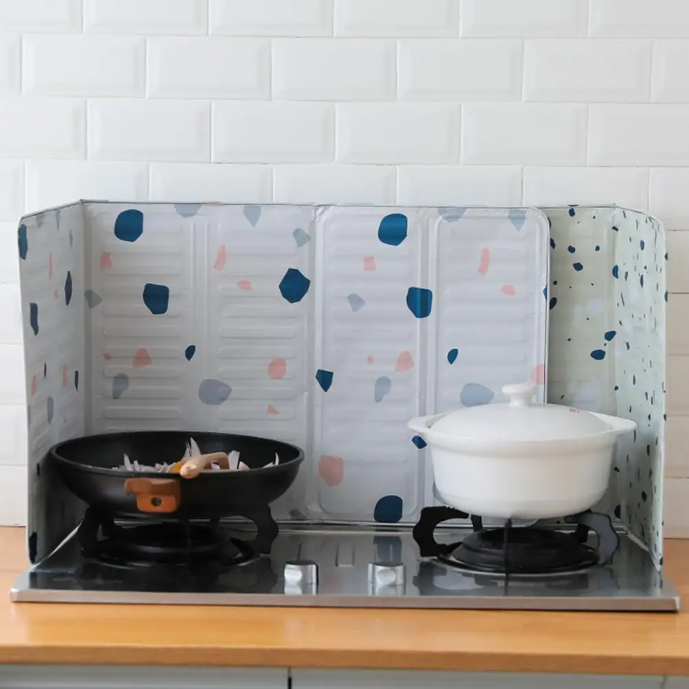 Масло брызговик геометрический алюминиевый с принтом фольга масляный блок барьер для плиты Кук анти-брызг масляный перегородка для кухонной посуды