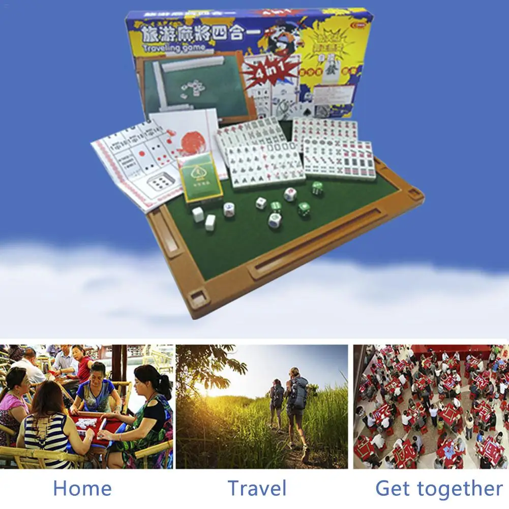 

4 In 1 Games Party Dormitory Travel Artifact Dice Poker Playing Cards Mahjong Set Fish And Shrimp Crab Game Support Wholesale