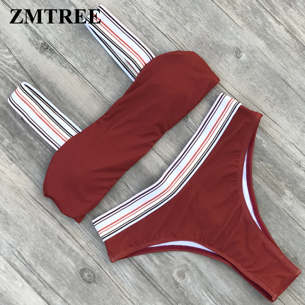 ZMTREE High Leg Bikinis Set 2018 Swimwear Women Bathing Suit Bandage