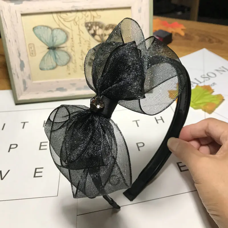 Марли повязка на голову для волос Корея сетки Hairbands бантом волос обруч модные аксессуары для волос головные уборы для женщин головной убор