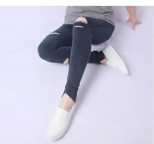 Джинсы женские с белыми дырками высокой талией|high waist pants|pants stylewaist pants |