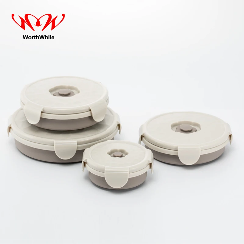 Útil portátil plegable alimentos silicona almacenamiento creativo tazón plegable taza de viaje Camping al aire libre Picnic vajilla caja