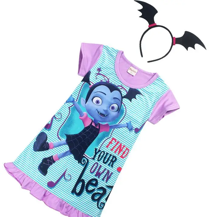 Vampirina/платье для девочек; платье принцессы для дня рождения+ обруч на голову; Детский костюм вампира; детская одежда; vestidos; одежда для малышей