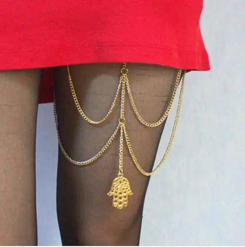 Gond Tone Antique Bronze Palm Pendant Summer Style Chain Ankle Bracelet Anklet Leg Chain CA021