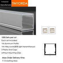 Tinyorda 1000 шт.(длина 1 м) светодиодный профиль Alu светодиодный профиль канала для 17 мм Светодиодные полосы света 1 м светодиодный профиль Alu профильный кабельный канал