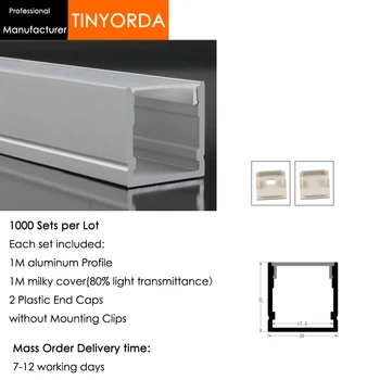 

Tinyorda 1000Pcs (1M Length) Led Alu Profile Led Channel Profil for 17mm LED Strip Light 1M LED Profile Alu Profile channel