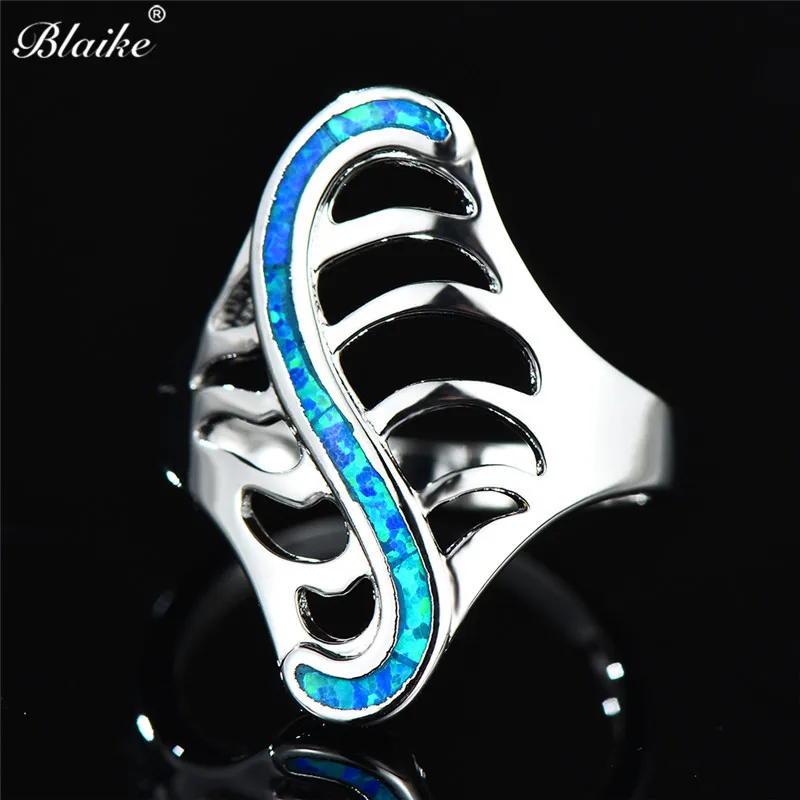 Blaike Boho 925 серебро S форма синий огненный опал кольца для мужчин и женщин состояние
