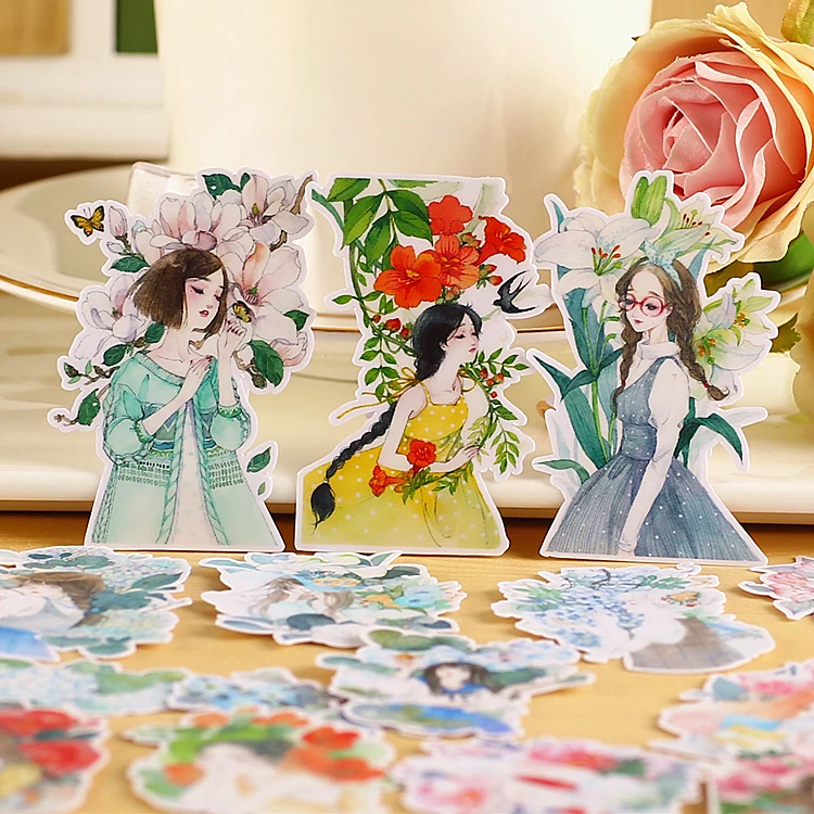 20 шт. Необычные милые самодельные модные цветы|kawaii girl stickers|self-made stickersstickers fashion |