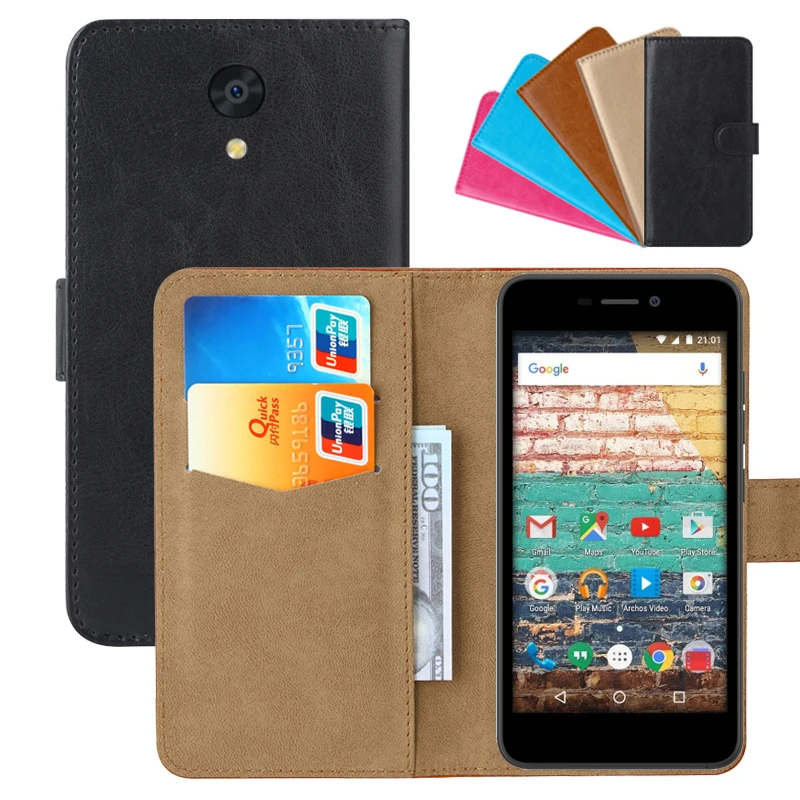 

Luxury Wallet Case For Archos 50f Neon PU Leather Retro Flip Cover Magnetic Fashion Cases Strap