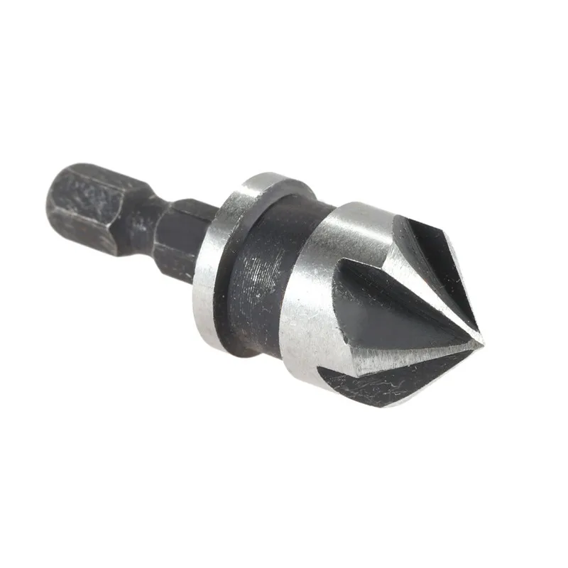 

3pcs/set 90 Degrees Five Blade High Carbon Steel 1/4 Inch Hexagonal Shank Five Edge Chamfer Countersink Set 12mm 16mm 19mmH52