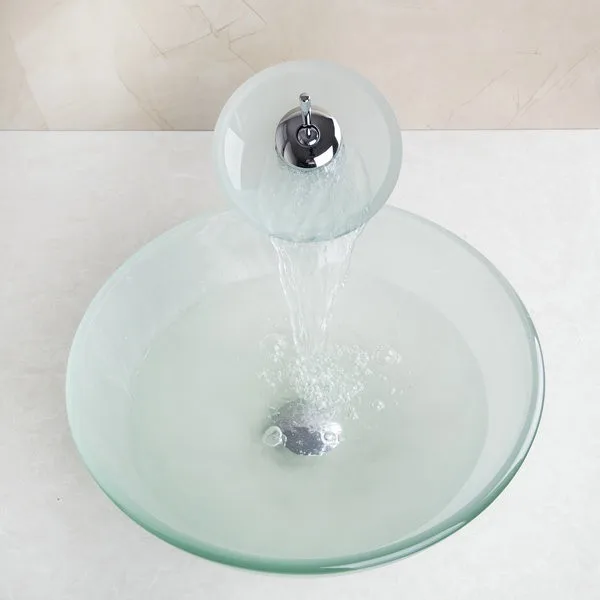 KEMAIDI Круглый матовый умывальник раковина из закаленного стекла с латунным смеситель для ванной набор стеклянный для раковины ванной кран и всплывающий слив