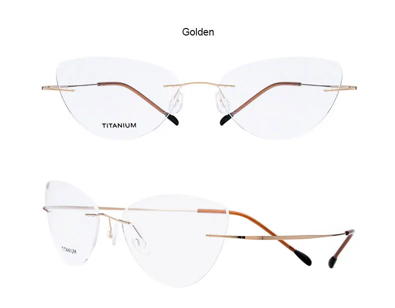 Модные женские очки кошачий глаз без оправы, титановые очки, оптическая оправа, очки для женщин, очки