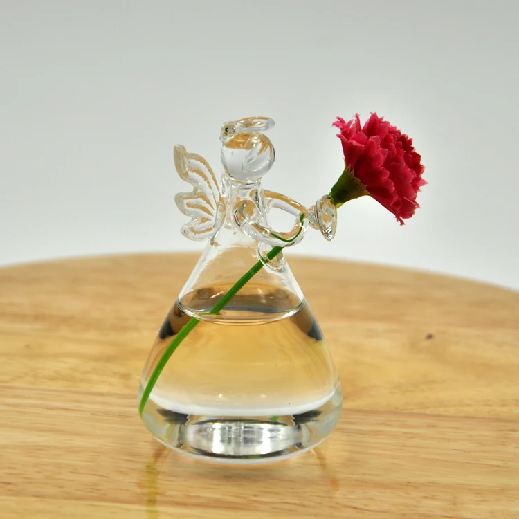 Angel Clear Glass Wall Vase Bottle Hanging for Plant Flower Indoor Outdoor Decorations